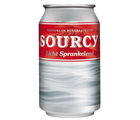 Blikje Sourcy bronwater, sprankelend